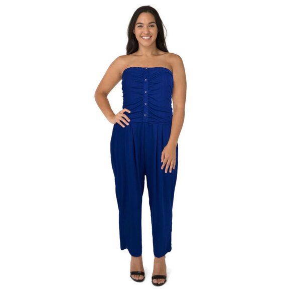 Elegant Blue Strapless Jumpsuit XL - Picture 5 of 5